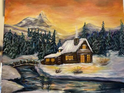 cabin on uphill_16x20